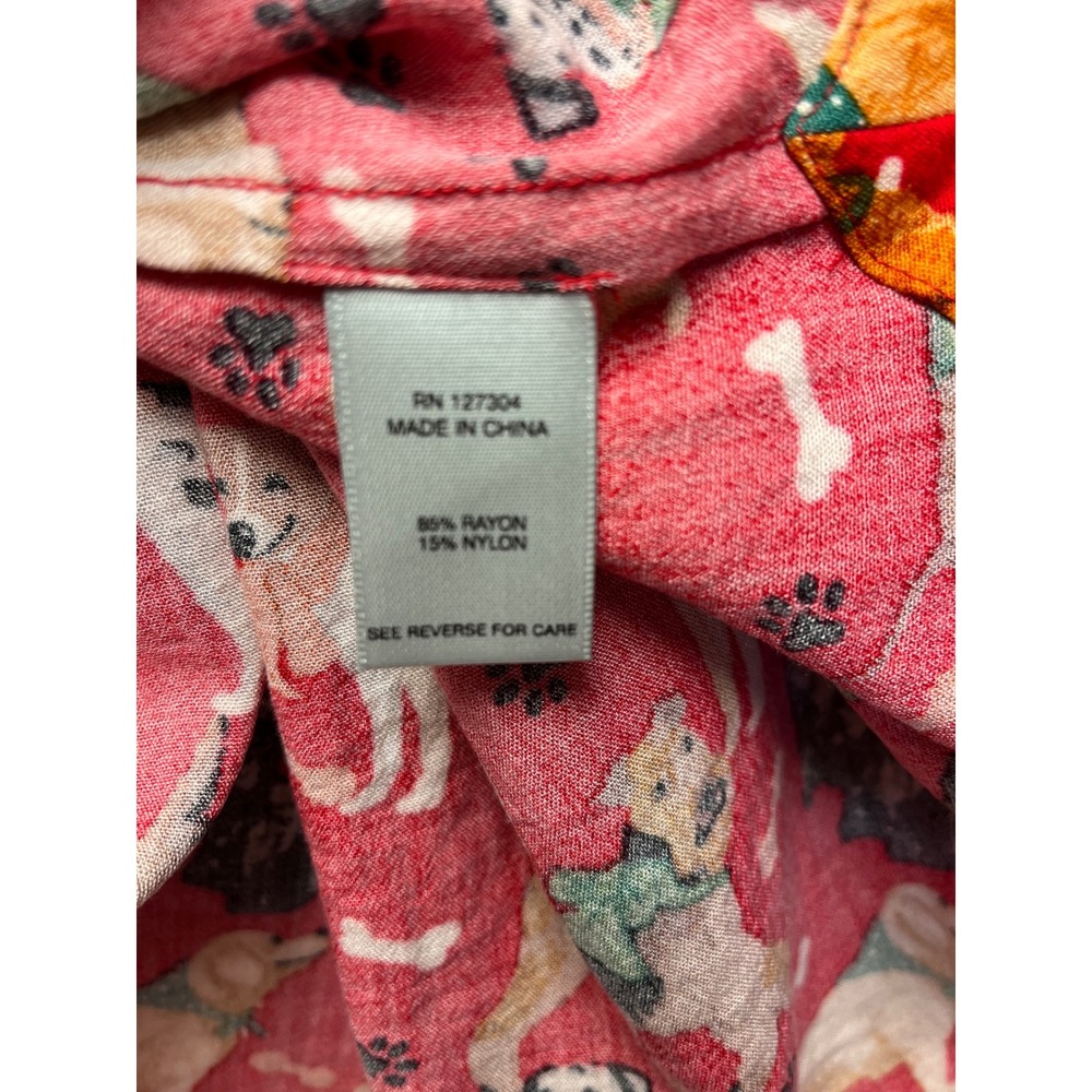 John Mark Button Down Shirt XL Red Dog Print Novelty Quirky Pet Lover Paw Bone - Picture 7 of 7
